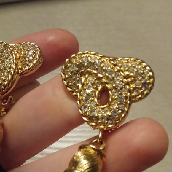 Swarovski Dangle Crystal Tassel Clip-on Earrings Celtic Twist - Picture 5 of 11